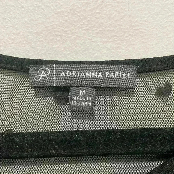 Adrianna Papell Women's Blouse Top Stretch Long Sleeve with hearts Black Size M - Picture 4 of 7